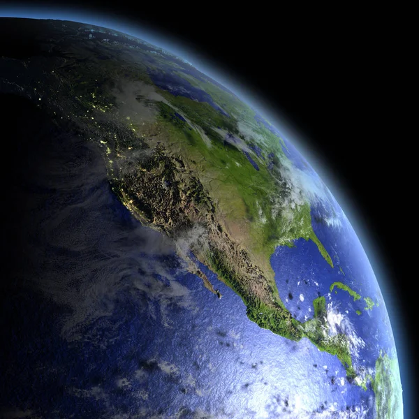 Amérique du Nord depuis l'espace à l'aube — Photo