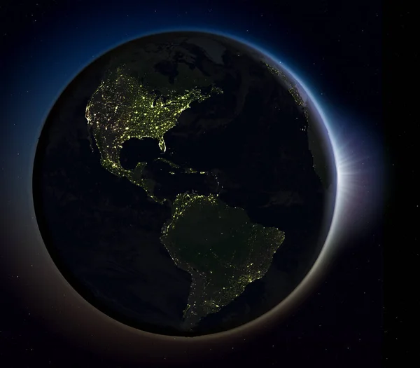美洲从晚上的空间 — 图库照片