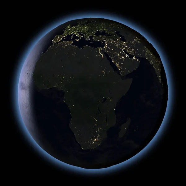 Africa din spațiu noaptea — Fotografie, imagine de stoc