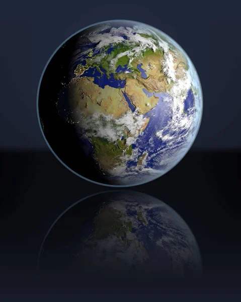 EMEA bölgesi içinde karanlık karşı karşıya Küre — Stok fotoğraf