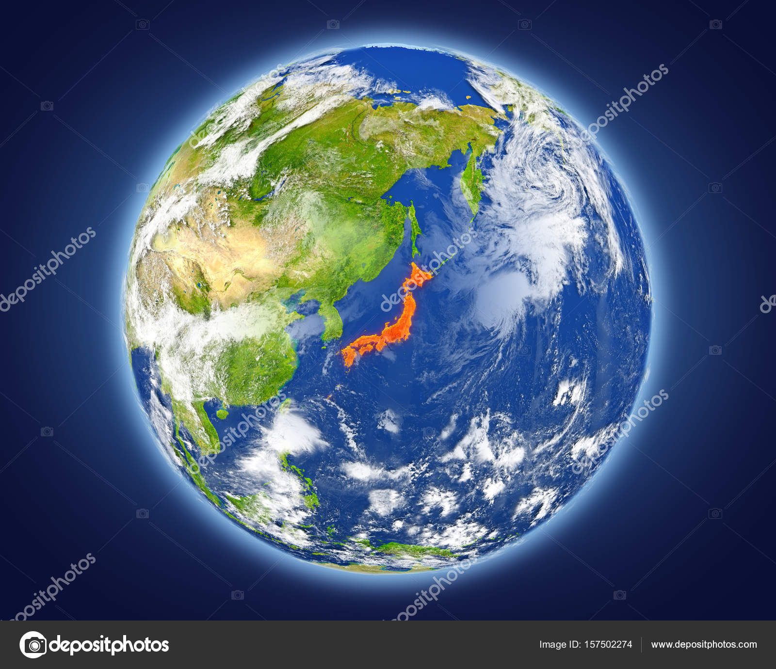 地球という惑星を日本します ストック写真 C Tom Griger
