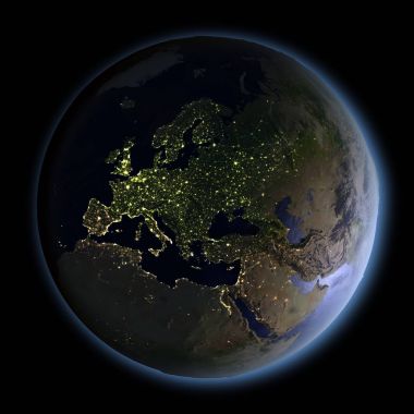 Uzay gece Avrupa'dan