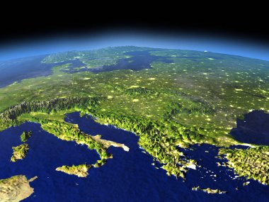 Akşam alan bölgeden Adriyatik Denizi üzerinde