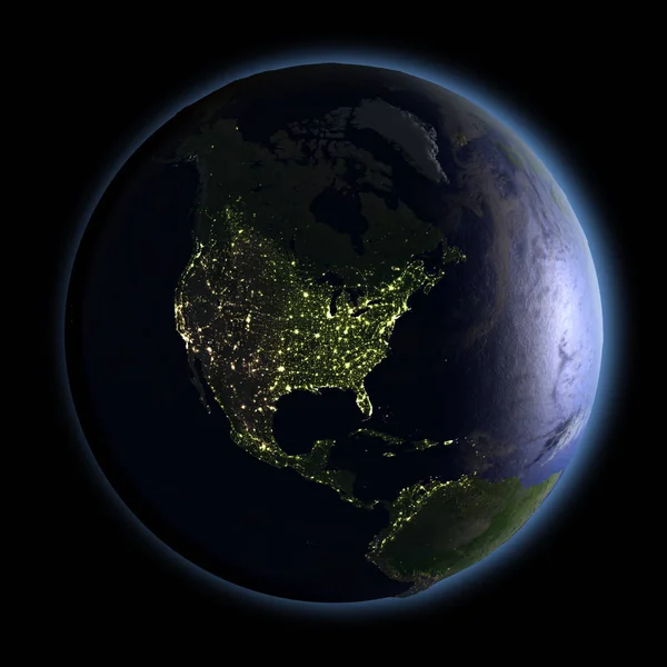 North America from space at night — Stock Photo, Image