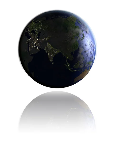 Азия на земном шаре ночью — стоковое фото