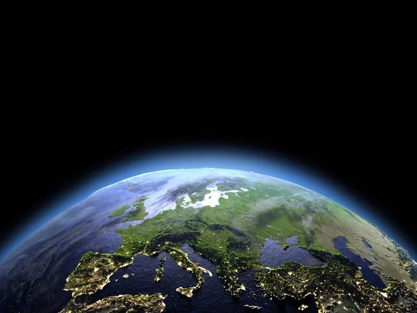 Европа из космоса на рассвете — стоковое фото
