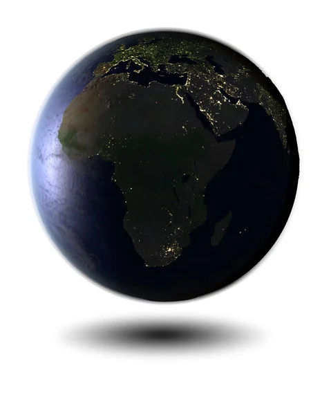 Afrika op nacht wereldbol — Stockfoto