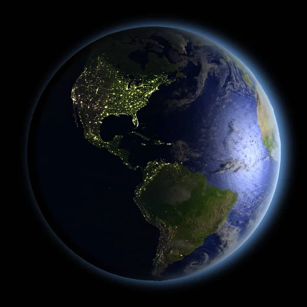 Américas desde el espacio por la noche —  Fotos de Stock