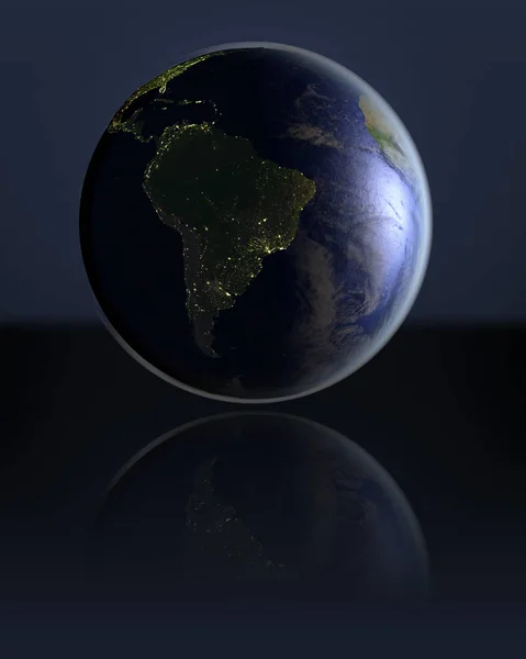 Amérique du Sud sur le globe noir — Photo