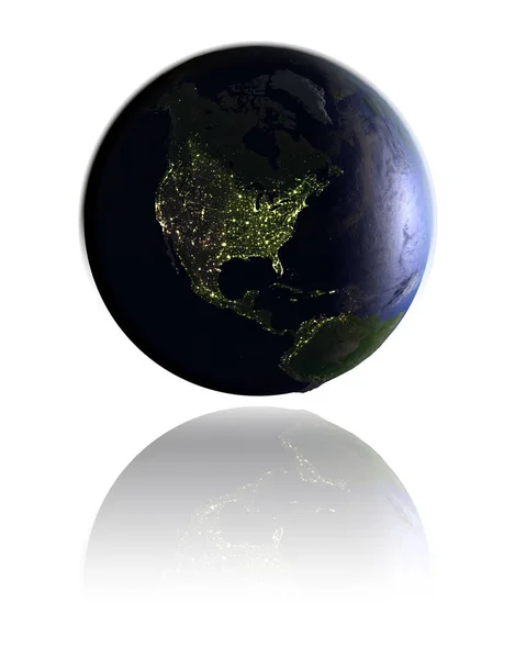 North America on globe at night — Stock Photo, Image