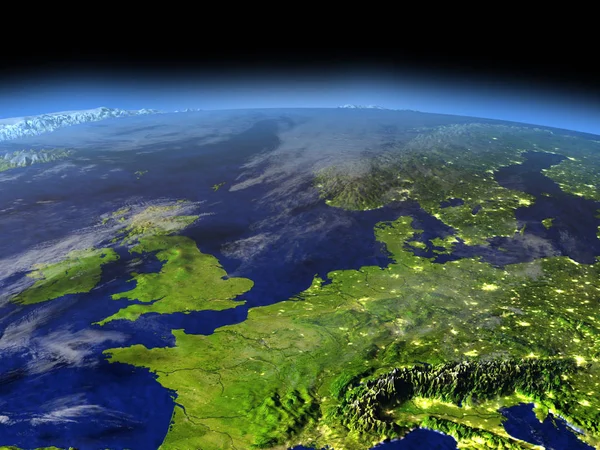 Este az űrből Nyugat-Európa felett — Stock Fotó