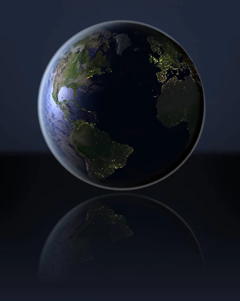 Kuzey Yarımküre karanlık dünya üzerinde — Stok fotoğraf