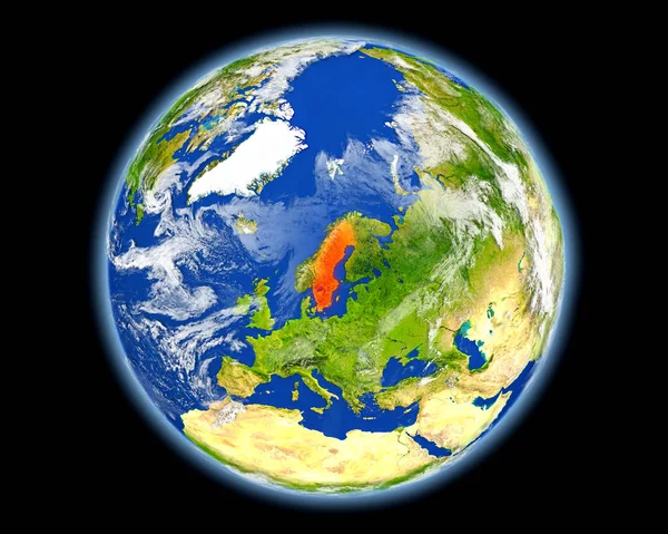 Σουηδία στο κόκκινο από το διάστημα — Φωτογραφία Αρχείου