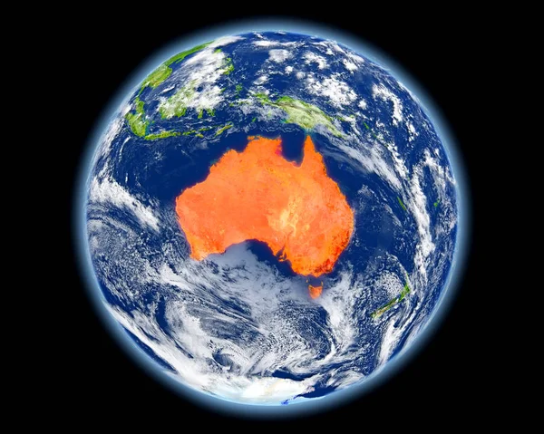 Australië in het rood vanuit de ruimte — Stockfoto