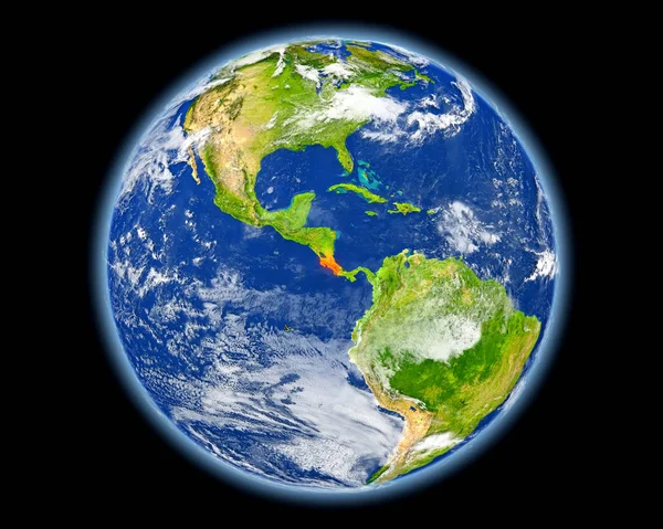 Коста-Ріка в червоний колір з космосу — стокове фото