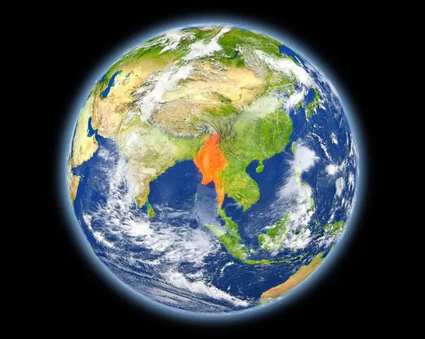 Myanmar in het rood vanuit de ruimte — Stockfoto