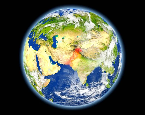 Pakistan in het rood vanuit de ruimte — Stockfoto