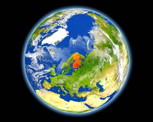 Finlandia w kolorze czerwonym z kosmosu — Zdjęcie stockowe