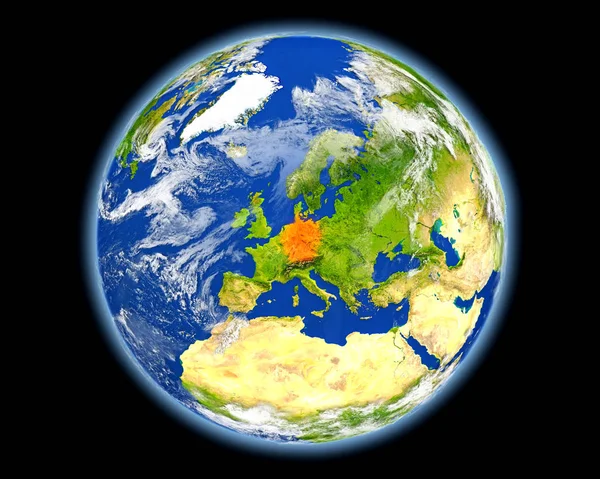 Duitsland in het rood vanuit de ruimte — Stockfoto