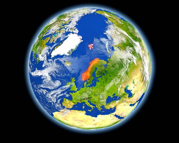 Noorwegen in het rood vanuit de ruimte — Stockfoto