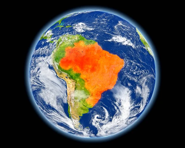 Brazil in red from space — Stock Photo, Image