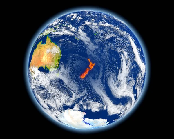 Nouvelle-Zélande en rouge depuis l'espace — Photo