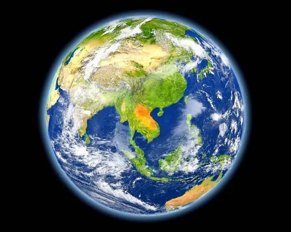 Laos in het rood vanuit de ruimte — Stockfoto