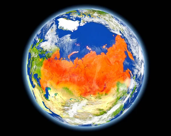 宇宙から赤でロシア — ストック写真