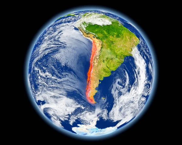 Chile in red from space — Stock Photo, Image