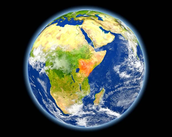 Kenia in het rood vanuit de ruimte — Stockfoto
