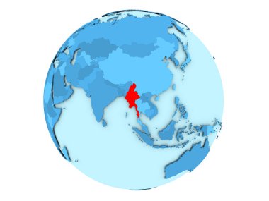 Myanmar izole mavi dünya üzerinde