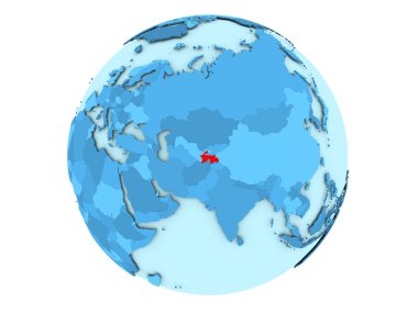 Tacikistan izole mavi dünya üzerinde