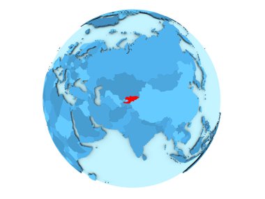 Kırgızistan izole mavi dünya üzerinde