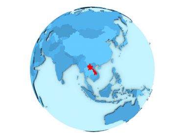 Laos izole mavi dünya üzerinde