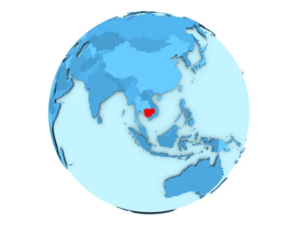 Камбоджа на синій земної кулі, ізольовані — стокове фото