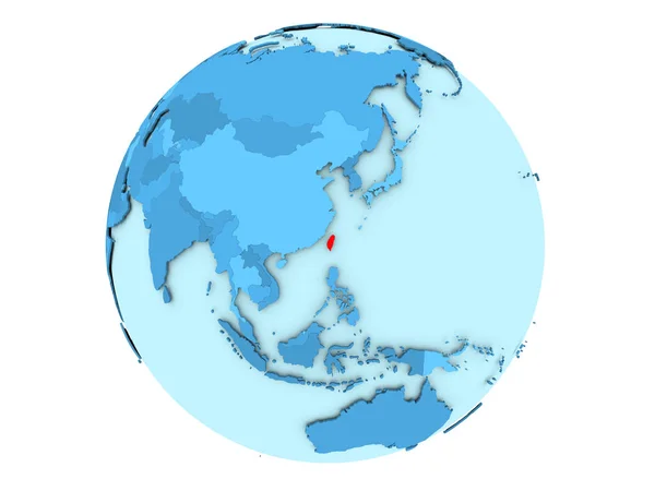 Tajwan w na blue globe na białym tle — Zdjęcie stockowe