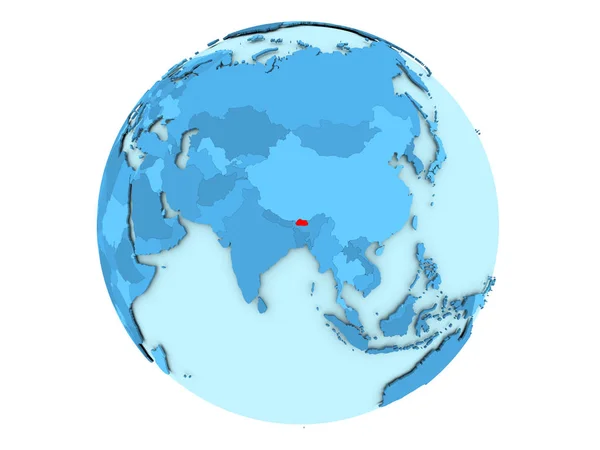 Bhutan on blue globe isolated — Stock Photo, Image