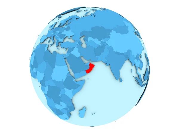 Oman sur globe bleu isolé — Photo