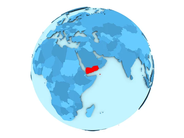Йемен на голубом шаре изолирован — стоковое фото