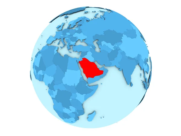 Arabia Saudita en globo azul aislado — Foto de Stock