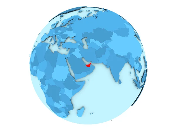 United Arab Emirates on blue globe isolated — Stock Photo, Image