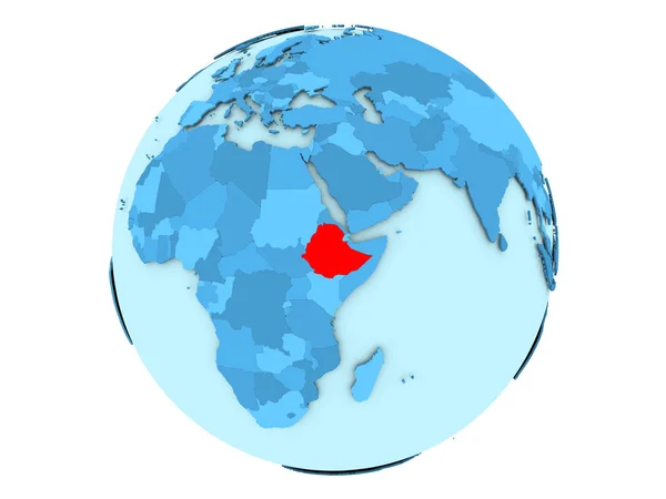 Etiopia na blue globe na białym tle — Zdjęcie stockowe