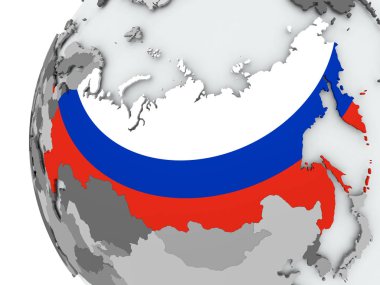 Rusya bayrağı ile dünya üzerinde