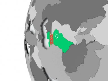Türkmenistan bayrağı ile dünya üzerinde