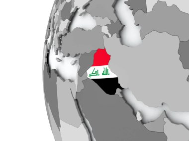 Irak bayrağı ile dünya üzerinde