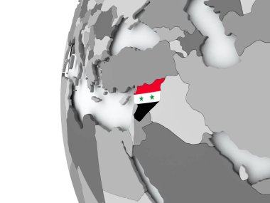 Suriye bayrağı ile dünya üzerinde