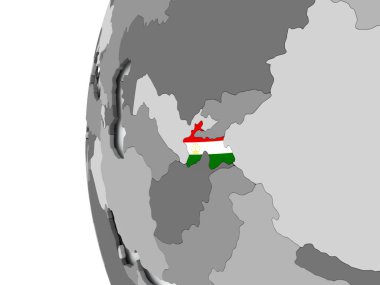Tacikistan bayrağı ile dünya üzerinde