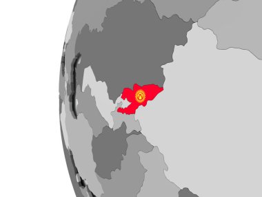 Kırgızistan bayrağı ile dünya üzerinde