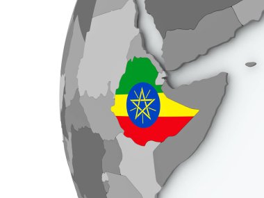 Etiyopya bayrağı ile dünya üzerinde