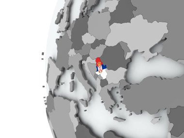 Sırbistan bayrağı ile dünya üzerinde